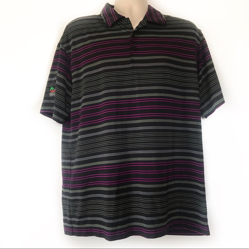 Nike Golf Dri-Fit Black Neon Stripe Polo Sz Large